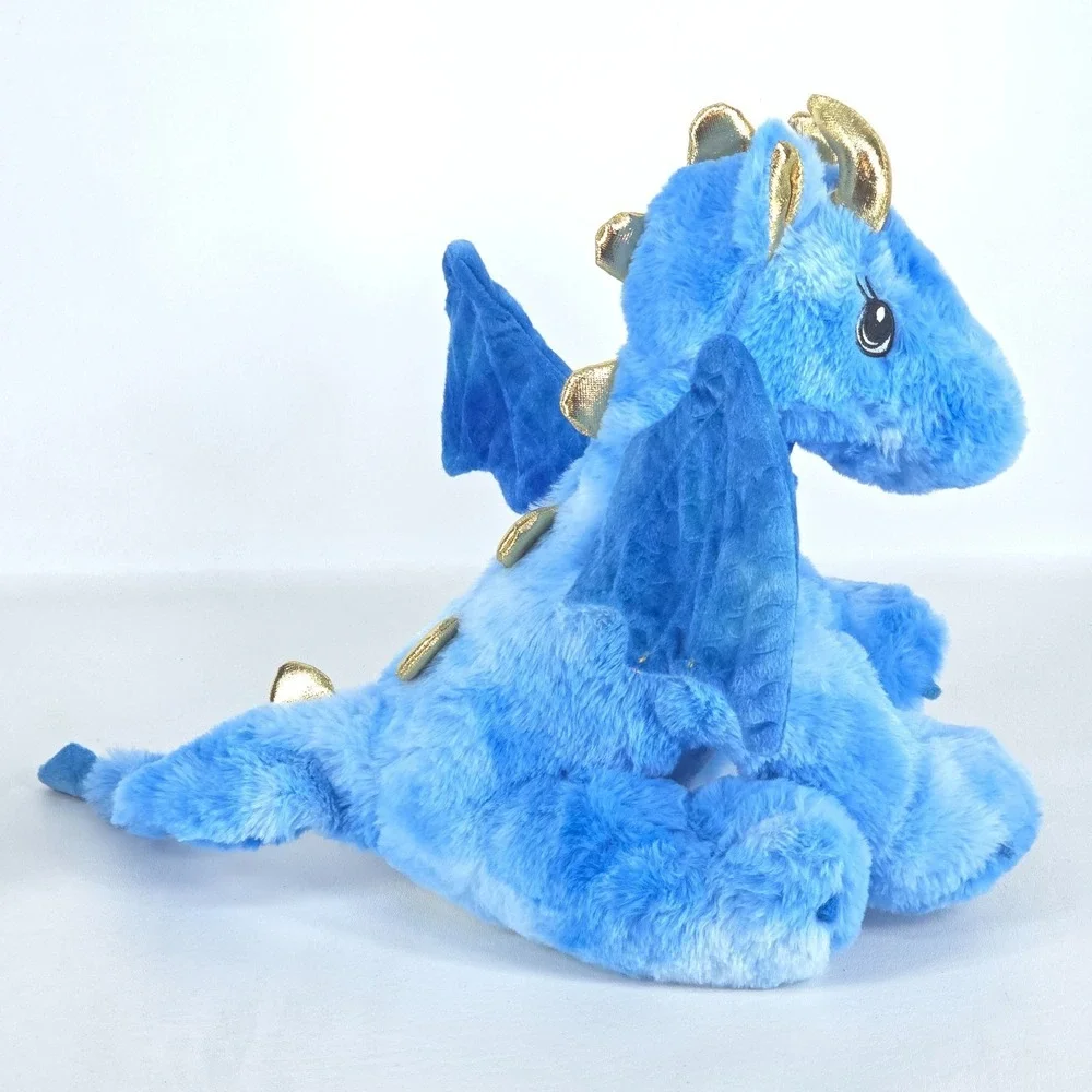 Bear Factory Blue Dragon Gold Wings Spikes Plush Stuffed Animal Toy Fairy Large